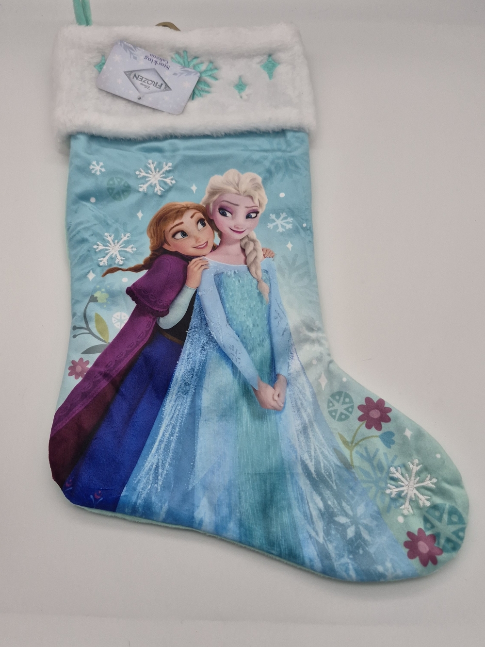 Disney Frozen Elsa & Anna Light Blue Plush Holiday Stocking